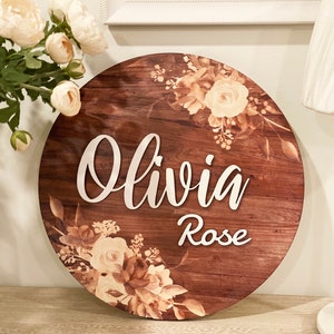 Personalized Name Plaque Boho Nursery Decor Baby Girl Name Sign Wooden Name Sign