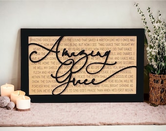 Christelijke muurkunst - christelijke hymnen - Amazing Grace - christelijk lied - cadeau voor haar - christelijke motivatie - kerstcadeau voor zus
