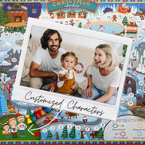 Aangepast bordspel - gepersonaliseerd bordspel voor het gezin - grappig cadeau voor kerst - cadeau familie 2025 - ideeën kerstcadeaus - unieke cadeaus afbeelding 3