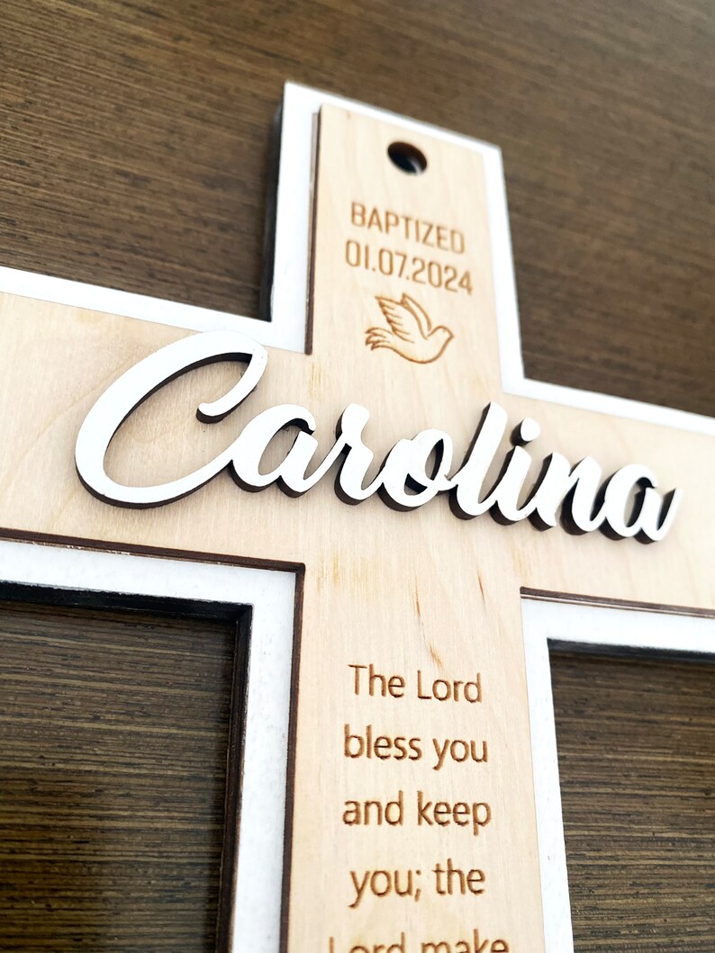 Wooden Crucifix Engraved, Baptism Gift, Christening Gift, Baby Boy ...