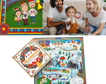 Personalisiertes Weihnachtsabenteuer Brettspiel: Benutzerdefiniertes Familiengeschenk 2025 - Einzigartiges Geschenk