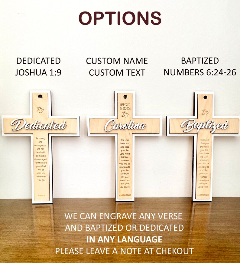 Wooden Crucifix Engraved, Baptism Gift, Christening Gift, Baby Boy ...