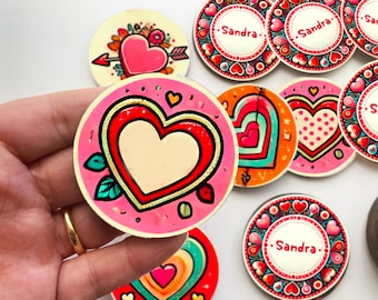 Personalisierte Valentinstag Memory-Spiel: Retro Herz Passende Karten