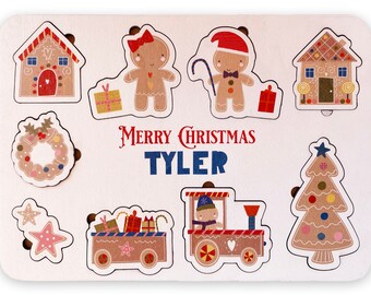 Kids Name Puzzle Christmas Gift for Kids Wooden Name Puzzle For Toddler Personalized Wooden Name Puzzle Baby Name Puzzle Ginger Man Cookie