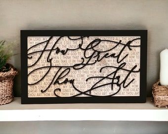 Christian Wall Art - How Great Thou Art - Wooden Sign - Then Sings My Soul - Hymn Wall Art - Faith Gifts, Christmas Gift - Gift for collegue