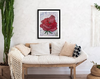 Rose - Purely traditional and handmade, Fusion of India's famous traditional painting- For wall decor