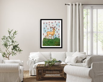 Christmas Reindeer- Purely traditional and handmade, Fusion of India's famous traditional painting- For wall decor