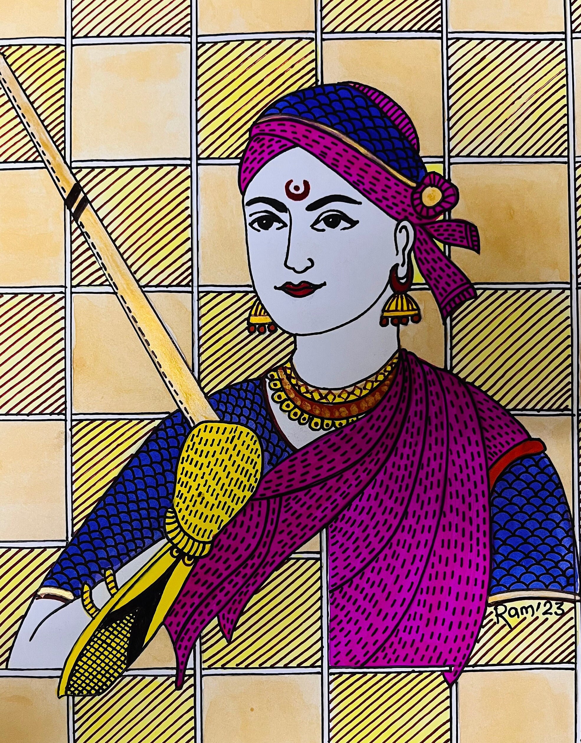 Queen of Jhansi Lakshmi Bai Purely Traditional and Handmade, Fusion of