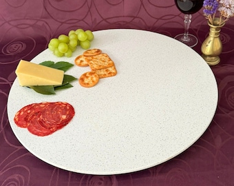 Lazy Susan 60 cm - Classic Stone Turntable - Handmade Rotating Serving Platter - Unique Home Decor (Edelweiss)