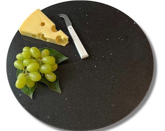 Shimmering Black Stone Lazy Susan: 60cm Handmade Serving Platter (Nebula)