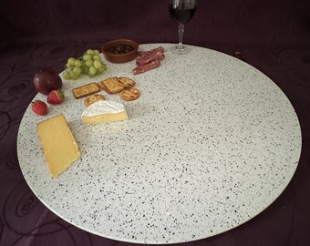 Lazy Susan 60 cm - Striking Speckled Stone Turntable - Handmade Rotating Platter - Unique Handcrafted Home Decor (Vegas)