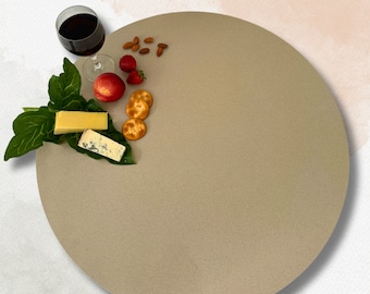 Tan Lazy Susan 60cm - Large Handmade Serving Platter - Uniue Home Decor (Flax)