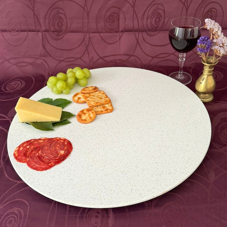 quartz stone lazy susan turntable with snacks