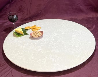 Large 60 cm Grey/White Turntable - Handmade Serving Platter - Unique Home Decor (Moonscape)