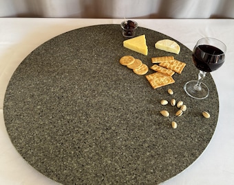 Lazy Susan 60cm - Large Grey/Black Turntable - Handmade Serving Platter - Unique Home Decor (Forest Floor)