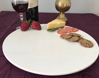 Lazy Susan 45-60 cm - White Stone Turntable - Handmade Rotating Platter for Dining - Elegant Handcrafted Home Decor - Lovely Gift - Jasmine