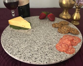 Lazy Susan 60 cm - Speckled Grey Stone Turntable  - Handcrafted Serving Platter - Unique Home Decor - Riverina
