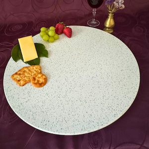 Lazy Susan 45/60 cm - Shimmering White Stone Turntable - Handmade Serving Platter - Unique Home Decor - Constellation