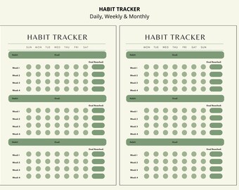 Weekly Habit Tracker Printable, Habit Tracker Template, Routine Tracker, 7 Day Habit Challenge, A4 Letter, Instant Download