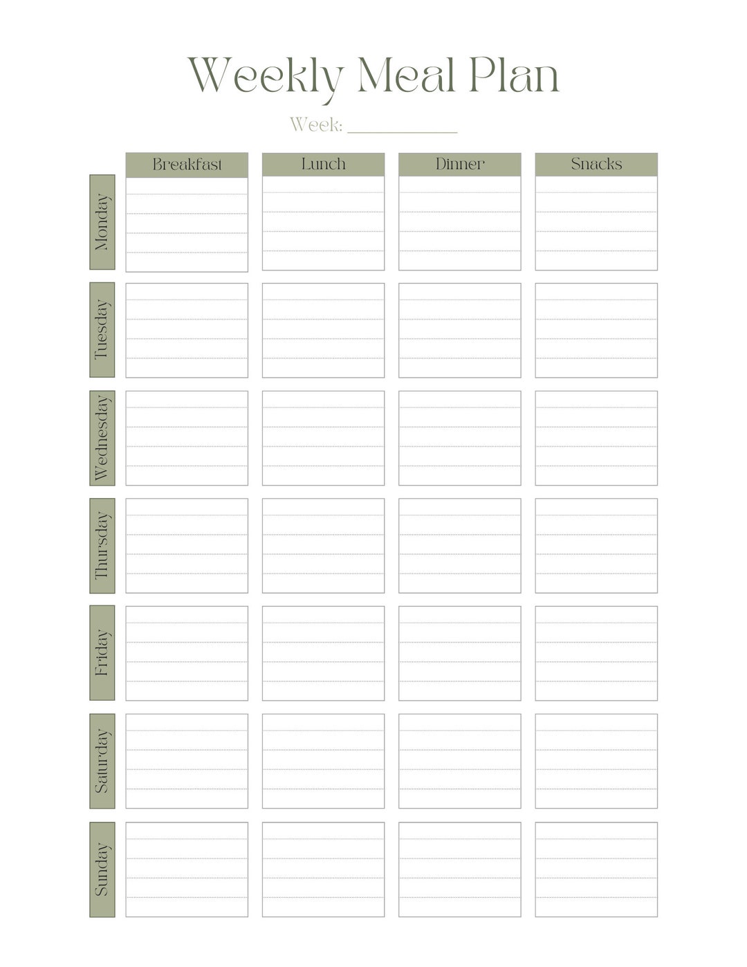 Printable Weekly Meal Planner | Minimalist Meal Plan | Health Meal Plan ...