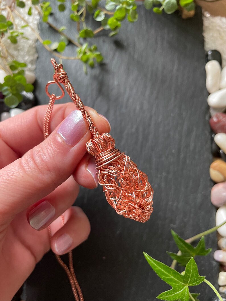 Made to Order Bright Copper Twisted Witch Broom Necklace With Straight