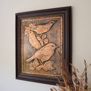 Birds on Branch Copper Wall Art,  Metal Decor, Birds Metal Wall Decor, Birds Metal Wall Hanging