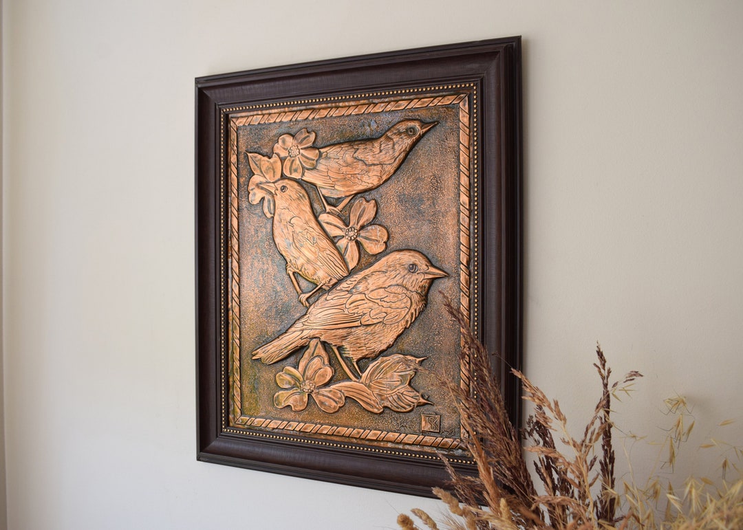 Birds on Branch Copper Wall Art, Metal Decor, Birds Metal Wall Decor