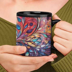 11oz Black Mug "Abstract Art Coffee Mug - Elevate Your Sip with Creative Flair!"