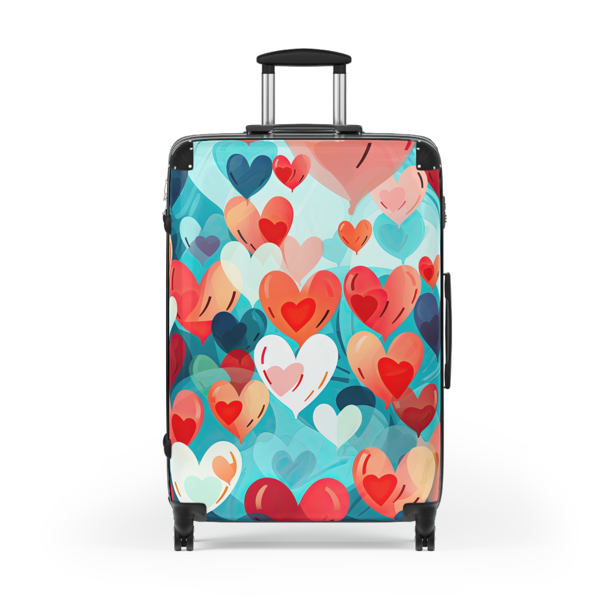 Hearts Hardshell Suitcase With Lock Hard Shell Luggage Rolling Etsy