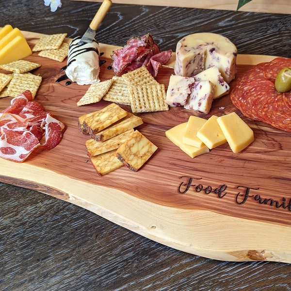 Exquisite Personalized Engraved Cedar Charcuterie Board - Ideal Engagement or Housewarming Present