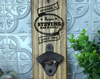 Wall Mounted Bottle Opener, Custom Bottle Opener, Gift for Dad, Groomsmen Gifts, Monogrammed Wall Mount Bottle Opener, Man Cave Decor