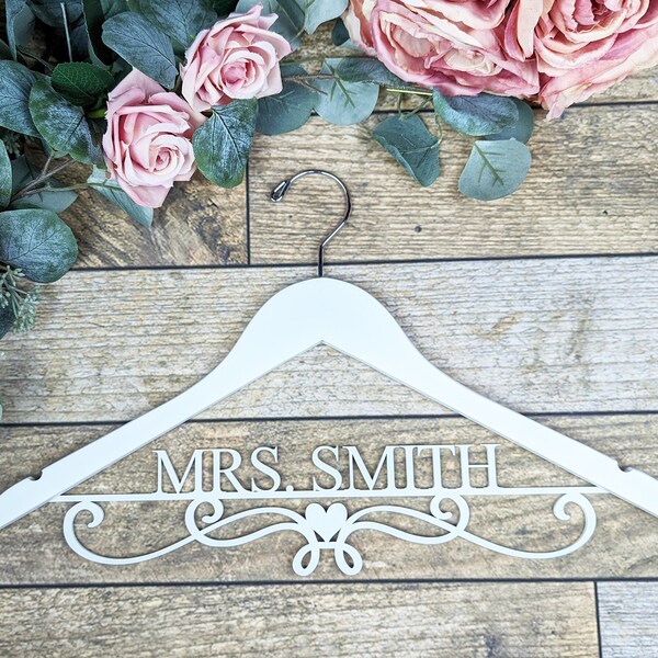 Personalized Bridal Hanger - Custom Wedding Dress Hanger - Bridal Dress Hanger - Wooden Engraved Hanger for Wedding Gown, Bridesmaid Hangers