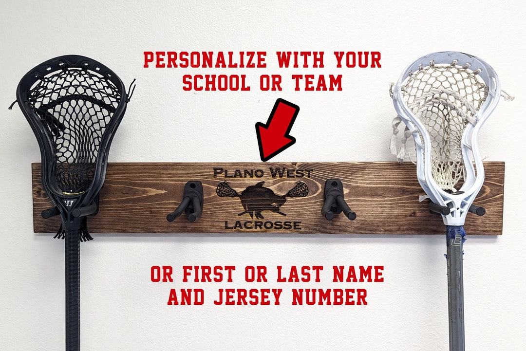 Personalized Lacrosse Stick Holder and Equipment Organizer Engraved