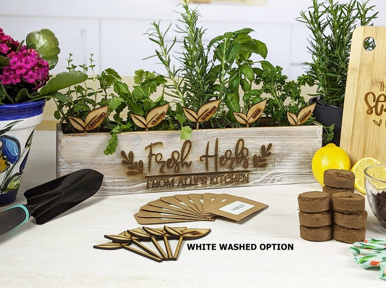 Custom Herb Garden Kit Wood Planter Box Herb Garden Starter Etsy