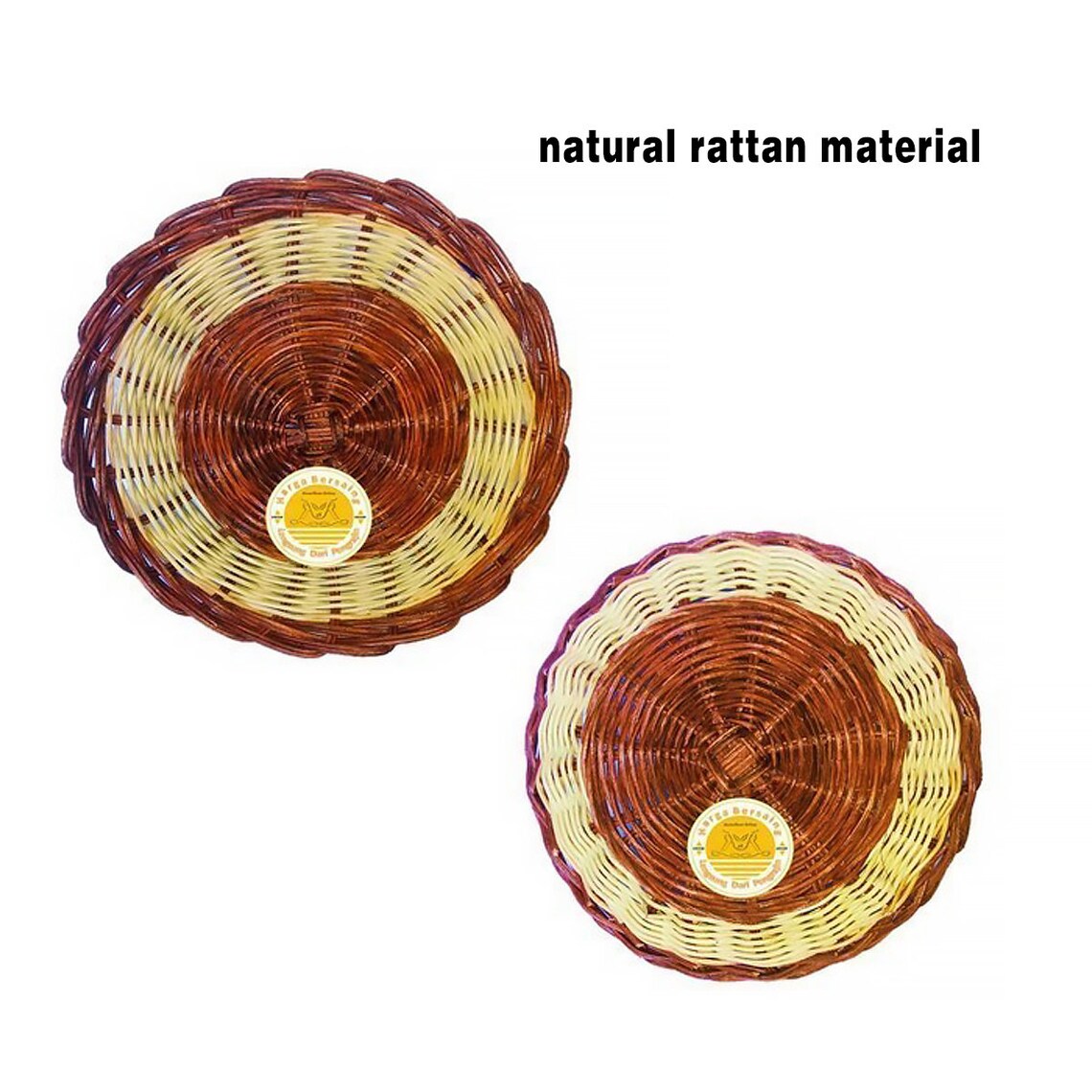 Rattan plate set of 4 Natural rattan plate handmade Eco Etsy