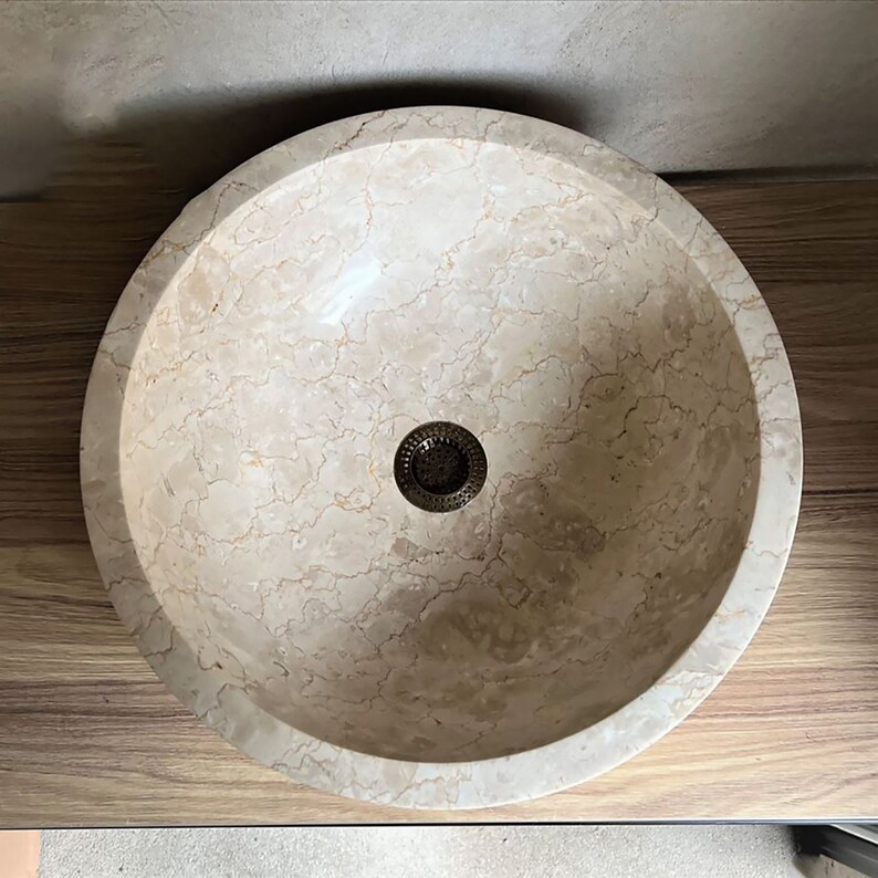Round Marble Sink Marble Sink Countertop Strong Marble Sink Etsy