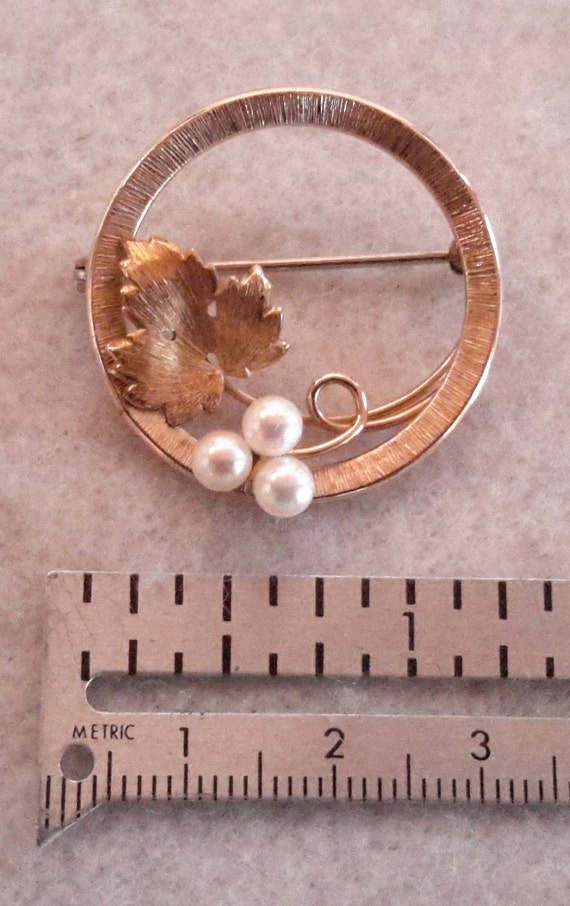 KREMENTZ Pearl Floral Pin, 22K Gold Plated, 1 1/2… - image 4