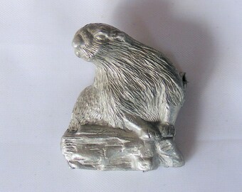 Detailed Otter Sea Otter Pewter Brooch Pin 