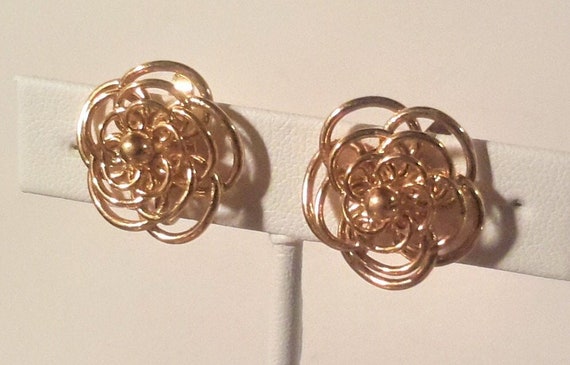 GOLD French Clip Earrings, Looped Design, 7/8", 1… - image 1