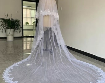 Lace Sequined Double Tier Veil