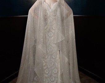 Shimmer High Neck Bridal Cape