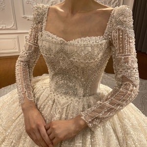 Square Neck Wedding Ball Gown 