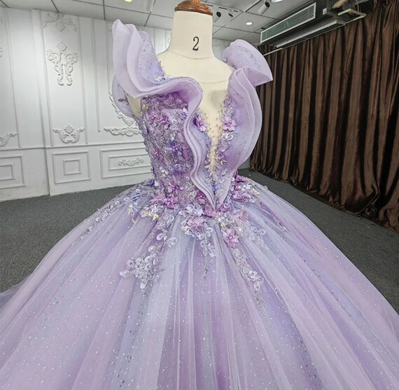 3D FLORAL BEADED BALL GOWN