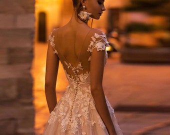 Floral vine hot sale applique gown bcbg