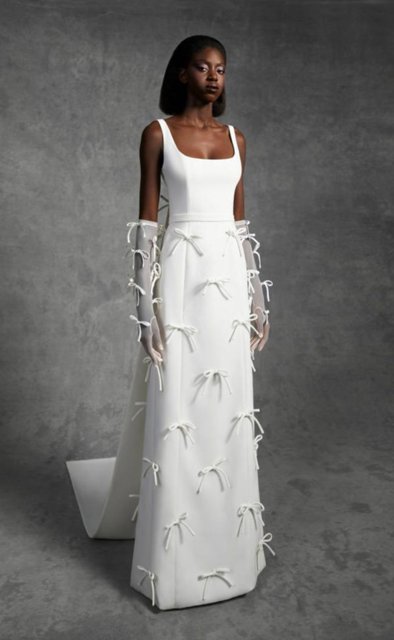 Bow Me Knot Sheath Gown With Train & Matching Sheer Bow Knot - Etsy