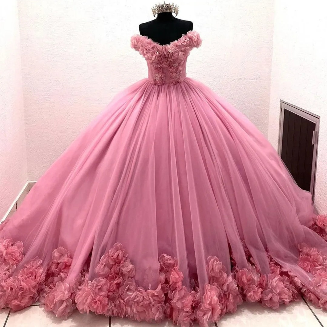 Sweetheart Embroidered Flowers Quinceañera Ball Gown - Etsy