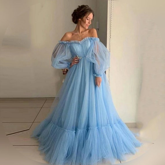 Vestido largo tul transparente sale