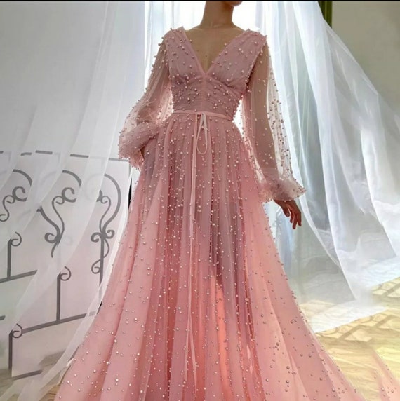 Vestido de cuello en V profundo con cuentas de perlas - Etsy España Vestido de cuello en V profundo con cuentas de perlas - Etsy España