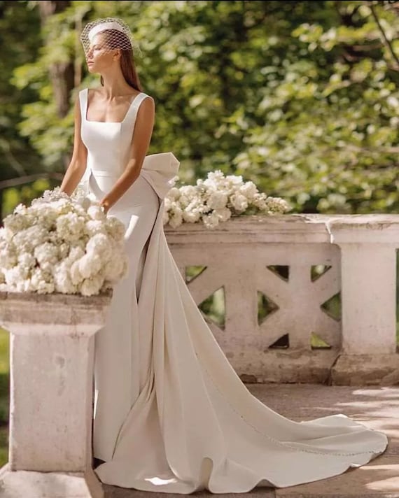 Wedding dress back bow cheap
