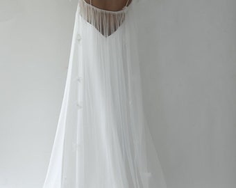 Delicate Floral Floor Length Bridal Cape